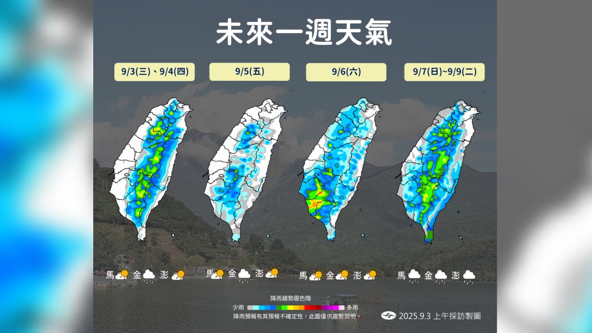 天氣/冷心低壓影響午後雷雨區曝!熱帶雲簇接力襲 猛下雨4天