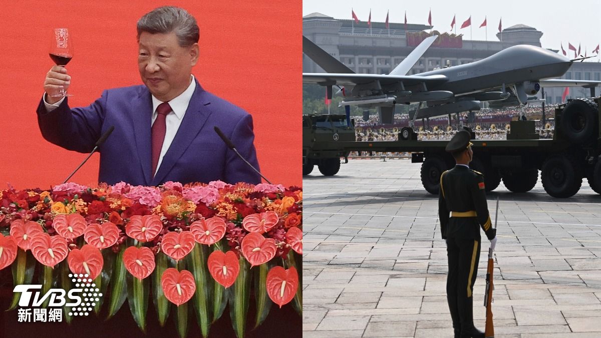 中國國家主席習近平今天主持中國歷來規模最大的閱兵，警告全球面臨和平還是戰爭的抉擇。　（圖／達志影像美聯社）
