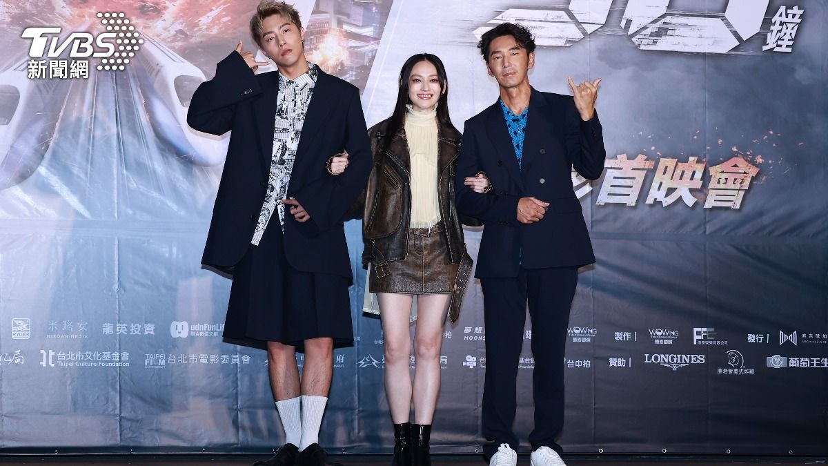 李李仁(右起)、姚以緹以及蔡凡熙出席《96分鐘》首映。(圖/記者黃城碩攝)