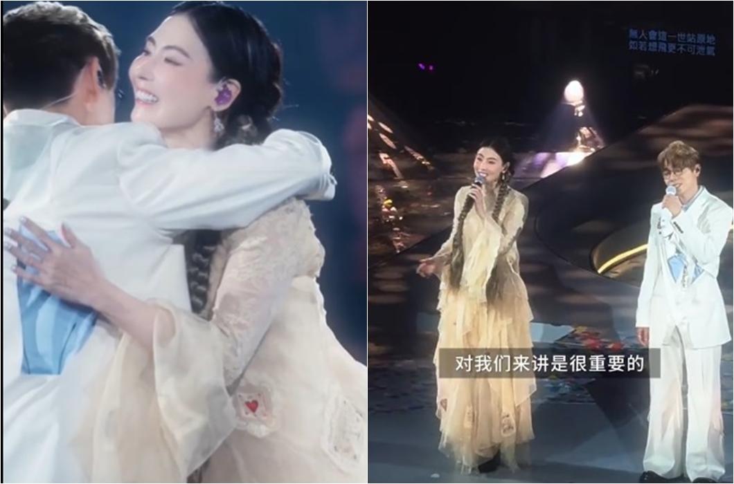 張柏芝驚喜現身,擔任林家謙演唱會嘉賓。(圖/翻攝張柏芝微博)
