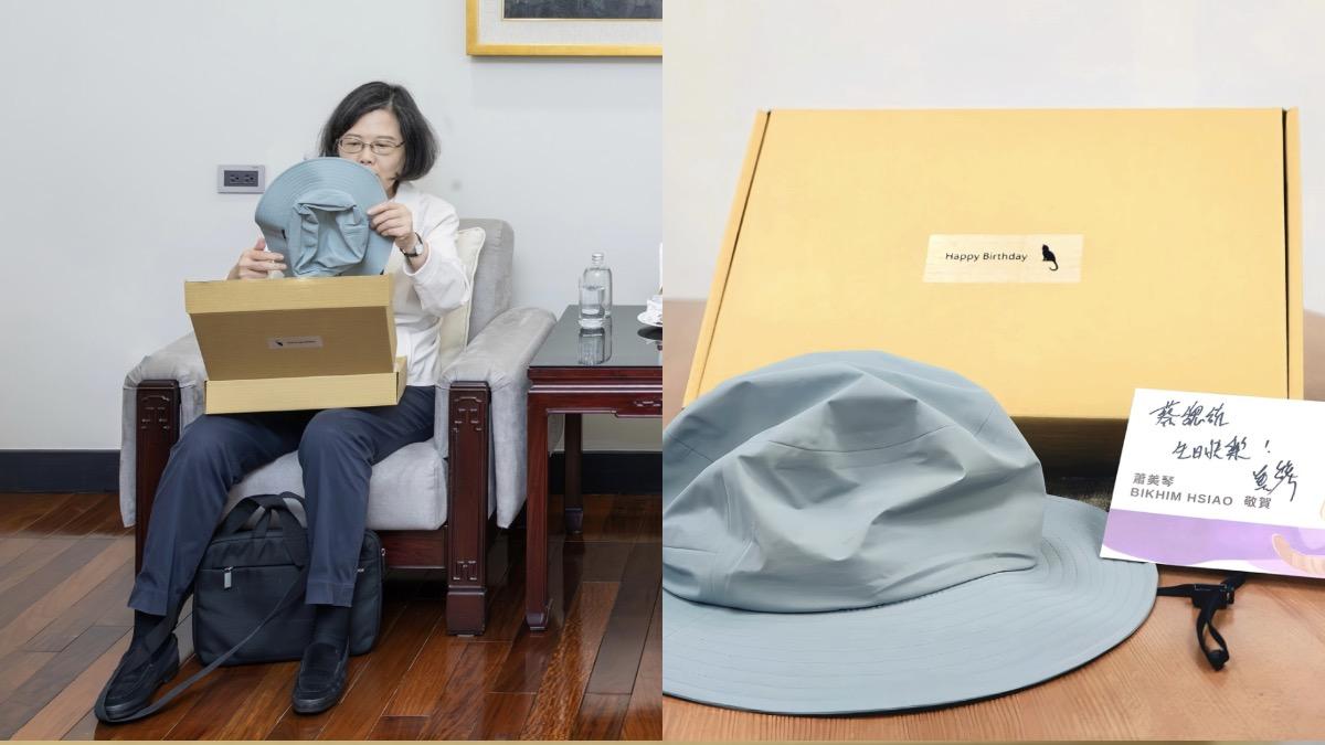 蔡英文在IG公開蕭美琴送的登山帽禮物。（圖／翻攝自蔡英文IG）