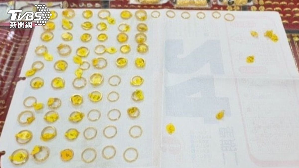 66只金戒指、4條金手鍊遭竊，幸好眾人合力追回，人贓俱獲。（圖／TVBS）