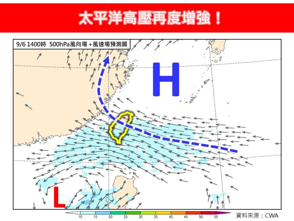 太平洋高壓勢力重新籠罩,各地天氣今起轉為典型夏季型態。(圖/翻攝自林老師氣象站臉書)