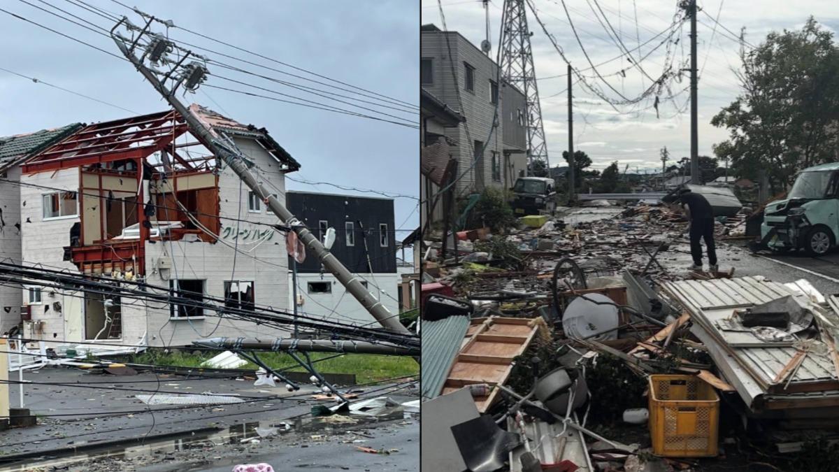 琵琶颱風日本發威!靜岡出現恐怖暴風 卡車翻覆、多棟建物受損