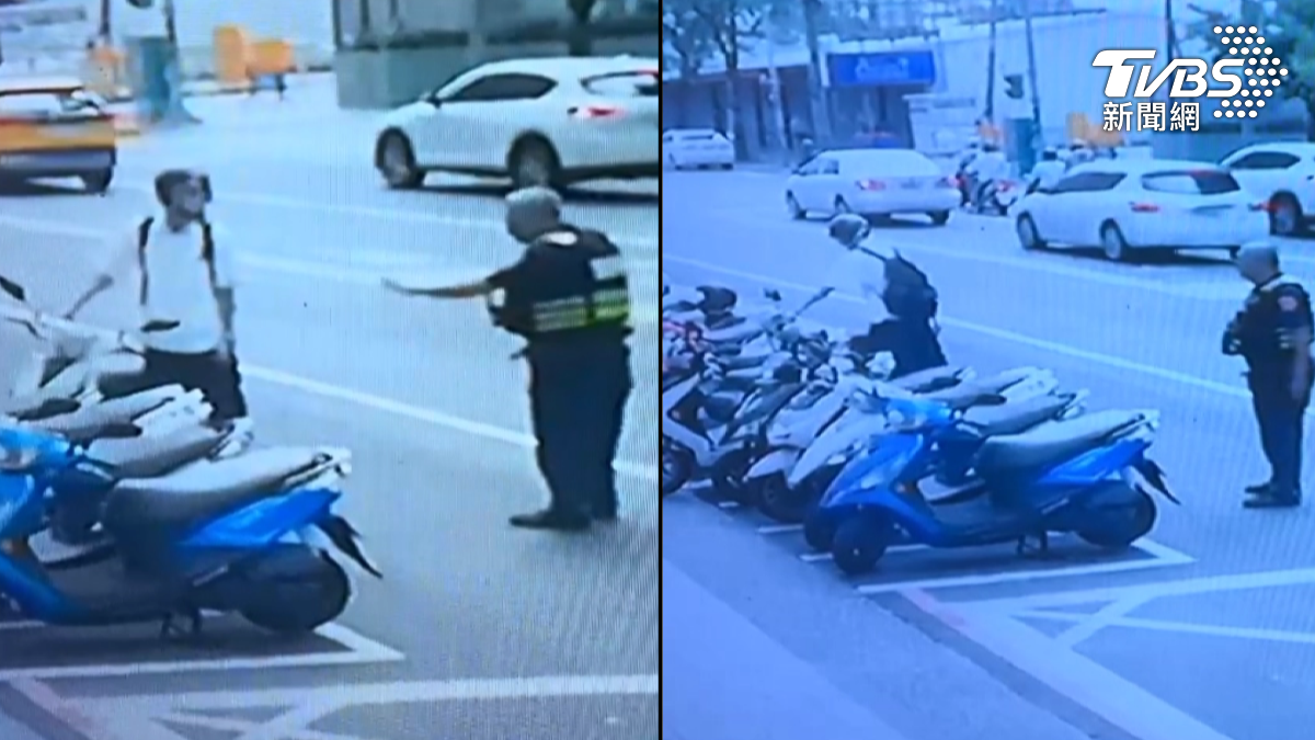 員警說的「沒違規」是指移車的行為本身,而非將兩台機車停在同一車格的結果。(圖/TVBS)