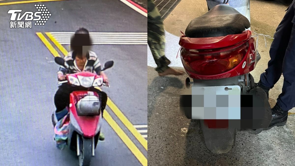男趁婦人務農偷走機車還沒戴安全帽,在超商被警方抓包。(圖/TVBS)