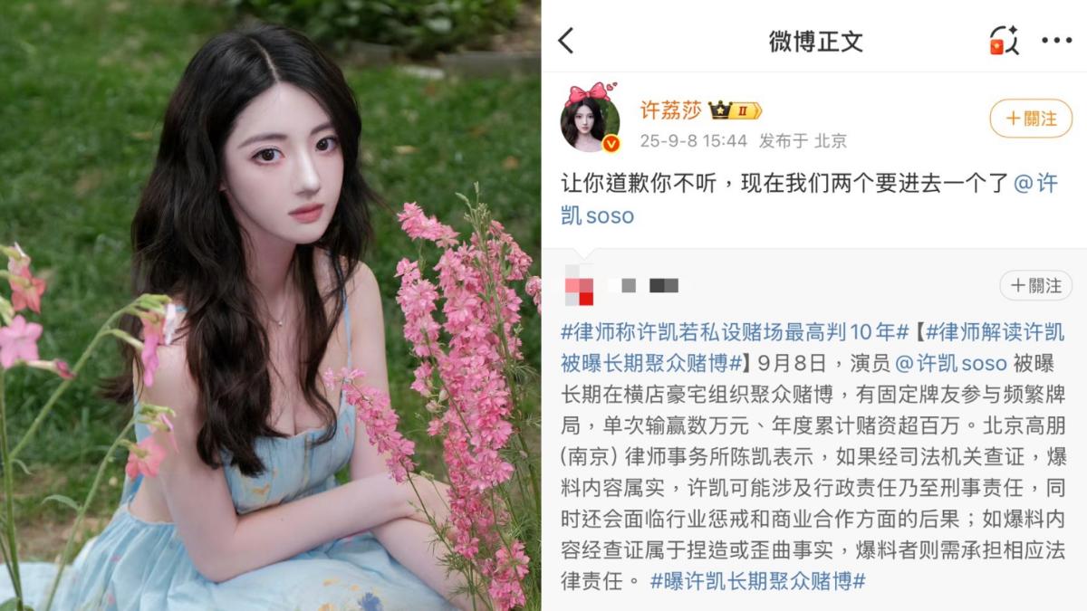許荔莎毀滅性爆料許凱。(圖/翻攝自微博)