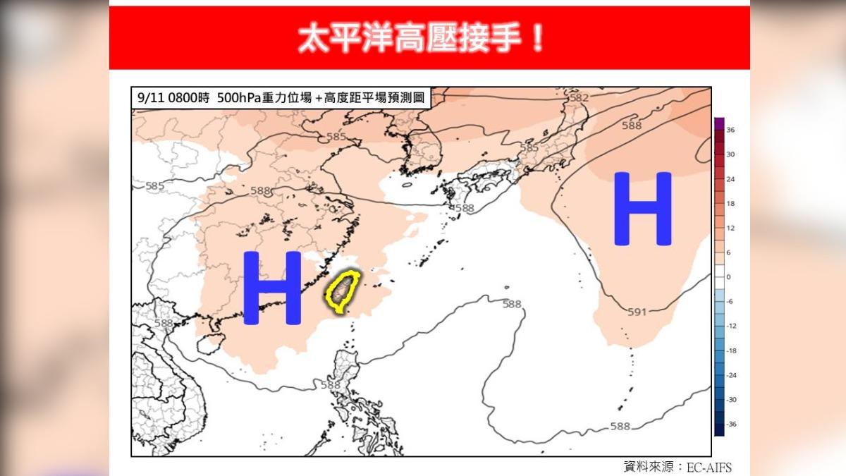 受太平洋高壓影響，台灣午後山區仍有局部短暫陣雨。（圖／翻攝自臉書粉絲專頁「林老師氣象站」）