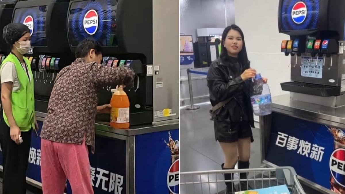 美式賣場飲料自助吧!阿姨自備「大塑膠桶」裝好裝滿 陸店員攔不住