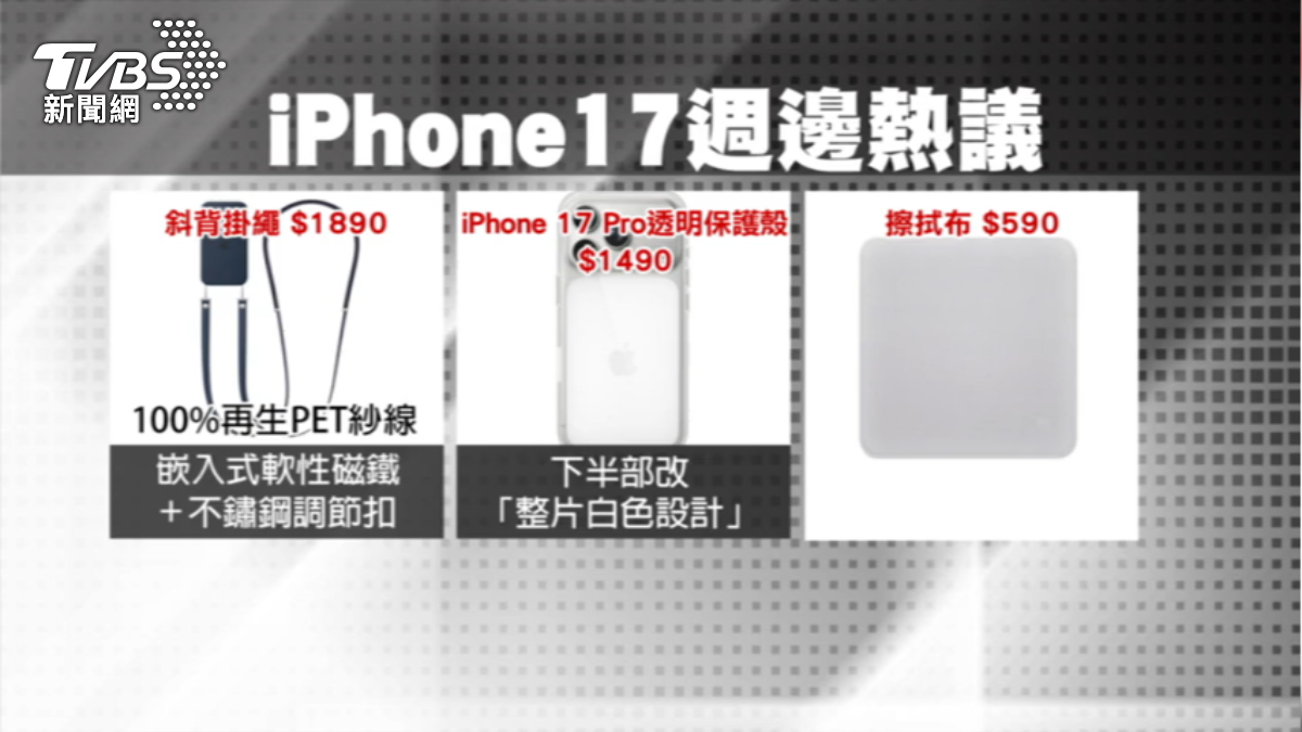 蘋果週邊引起熱議，像是擦拭布590元，還有透明手機殼網被說像尿布。（圖／TVBS）
