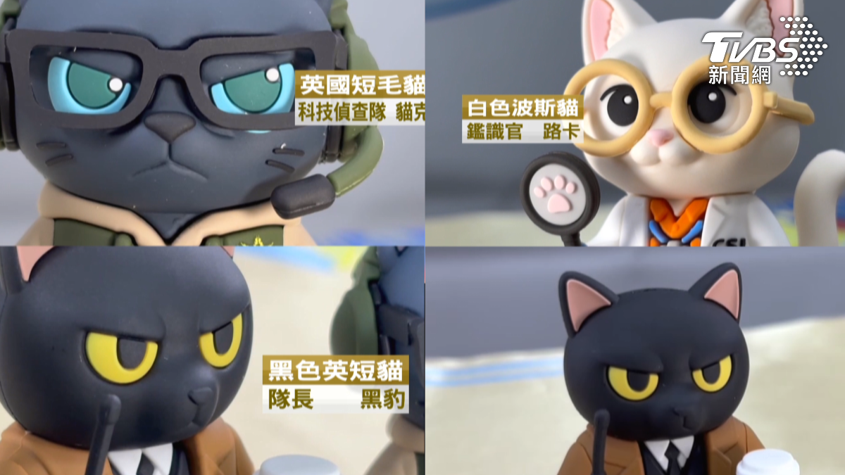 貓咪角色各自代表不同的警務角色，這些角色都是由警職同仁共同創作。（圖／TVBS）