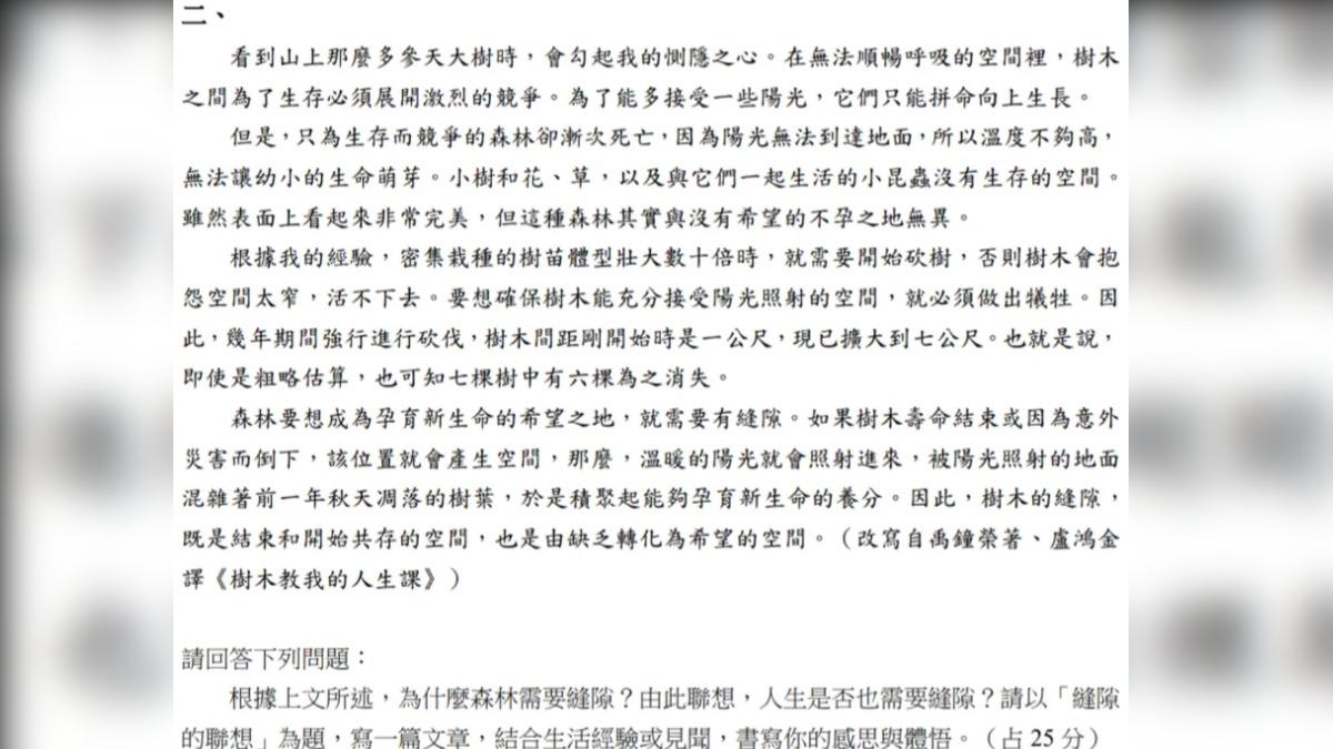 113年學測作文題目。(圖/網路溫度計)