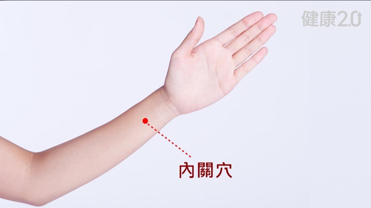 按壓雙手「內關穴」能緩解焦慮。(圖/健康2.0)