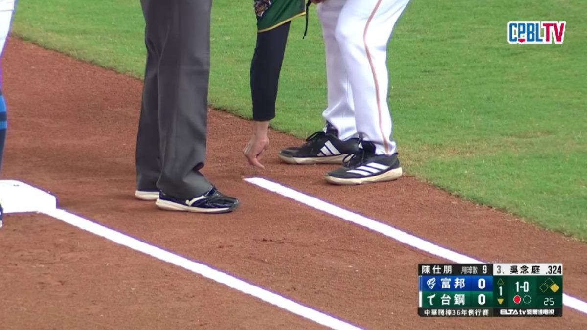 當時台鋼教練黃甘霖也無法拔除。（圖／翻攝自CPBL YouTube）