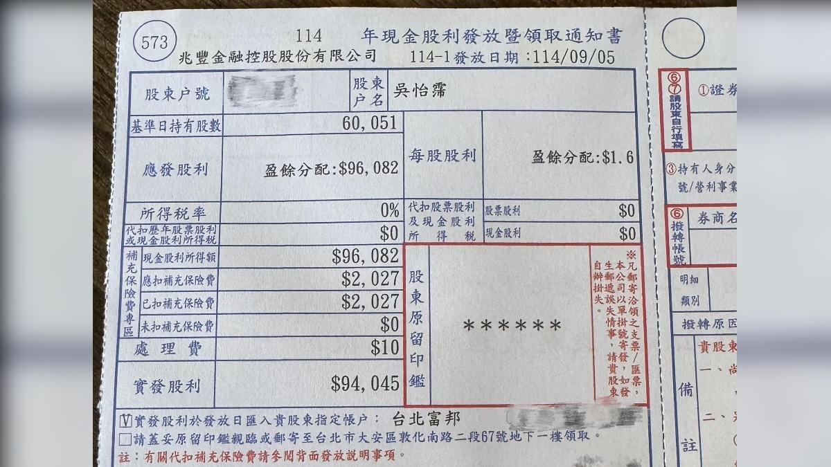 吳怡霈持有60張兆豐金股票。(圖/翻攝自吳怡霈臉書)