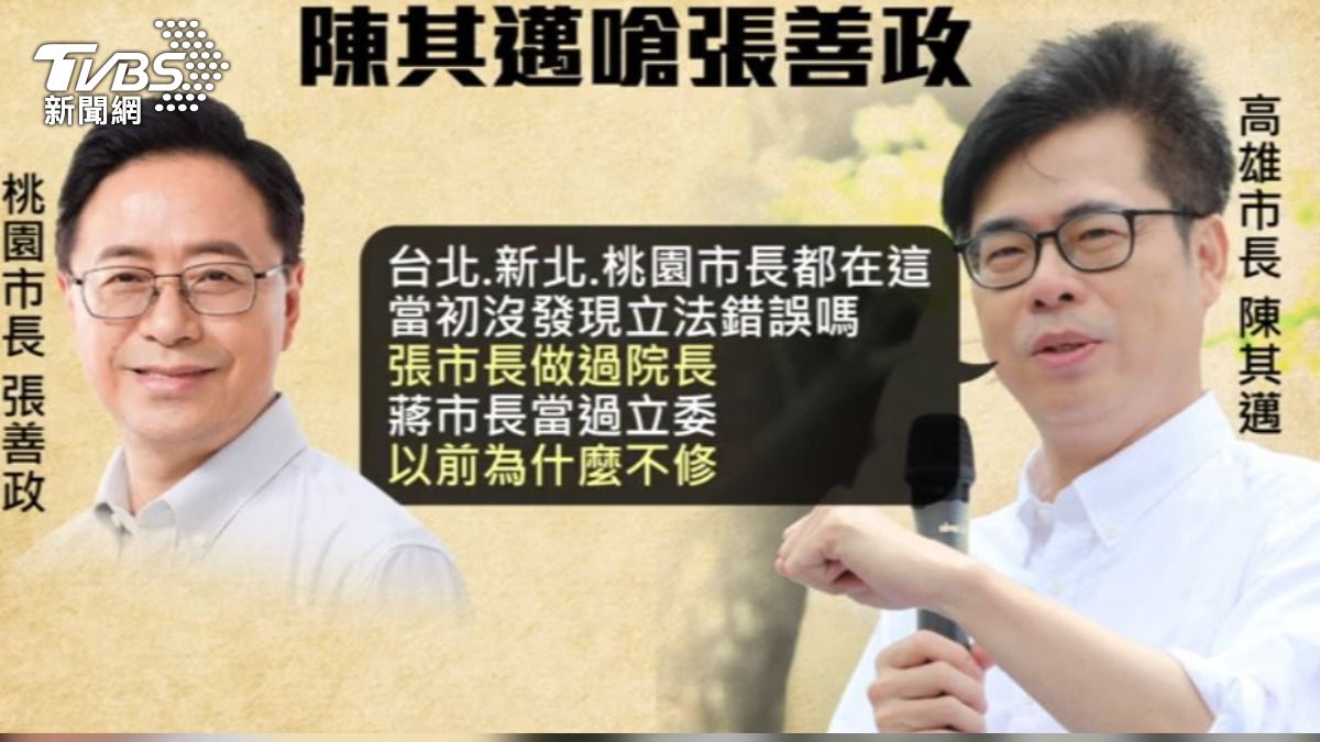 高雄市長陳其邁嗆桃園市長張善政。(圖/TVBS)