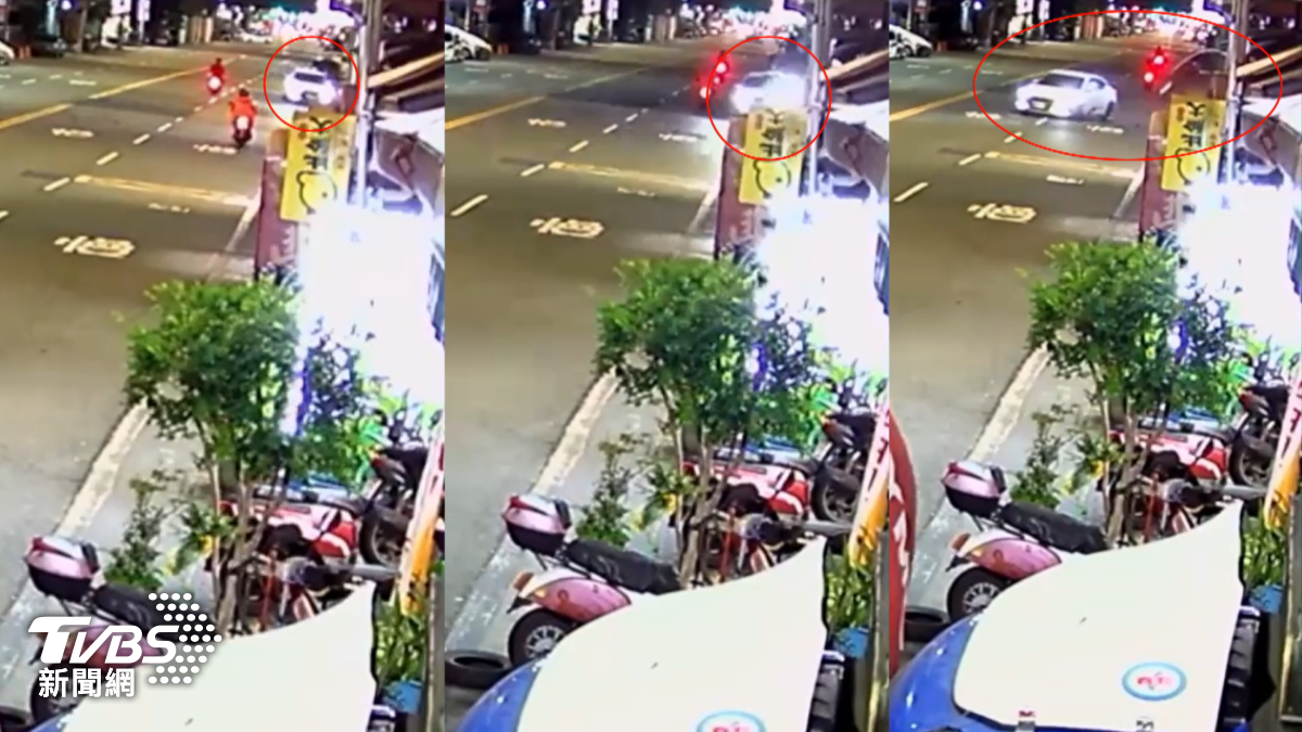 高雄鳳山這輛小客車,14號周日深夜,駕駛先是逆向撞到路邊電桿,力道之大直接把電線桿撞斷(圖/TVBS)