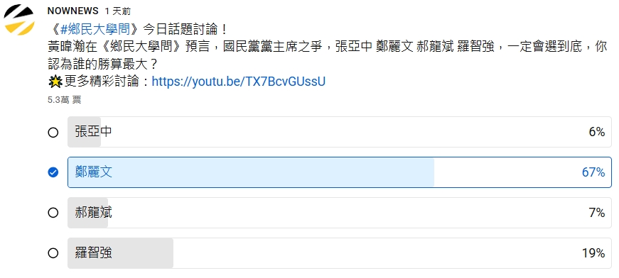 國民黨主席選舉-國民黨主席候選人-國民黨主席網路投票-國民黨主席2025-國民黨主席民調