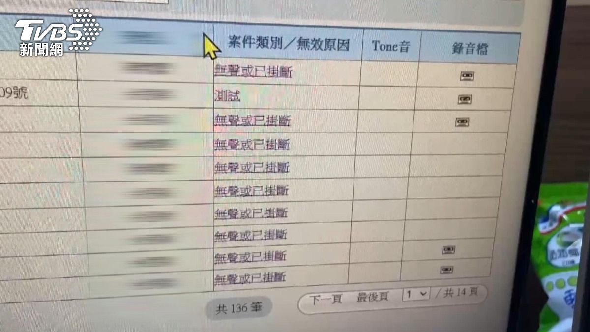今年1至8月共受理11萬0829通報案電話,其中無效電話高達3萬8458通。(圖/TVBS)