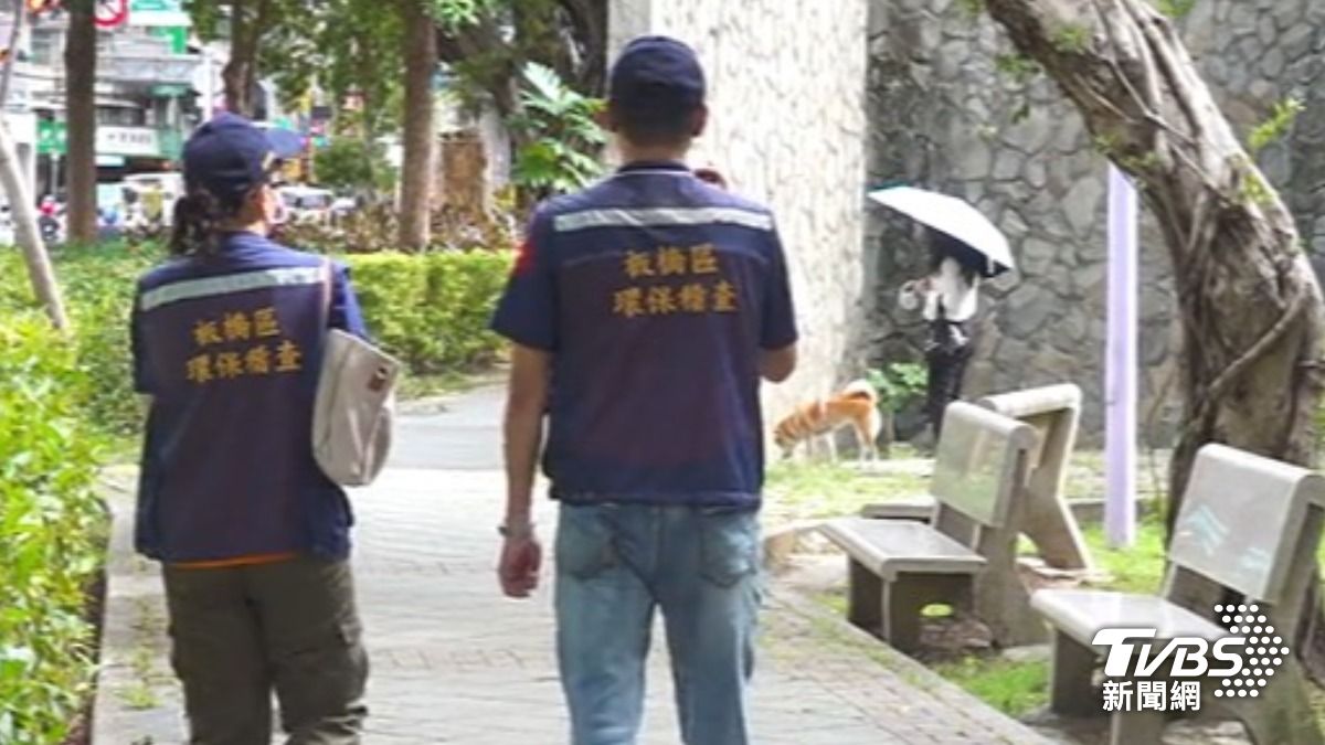 「狗主人」注意！環保稽查員埋伏蒐證，遛狗忘撿便便，當心挨罰三千元。（圖／TVBS）