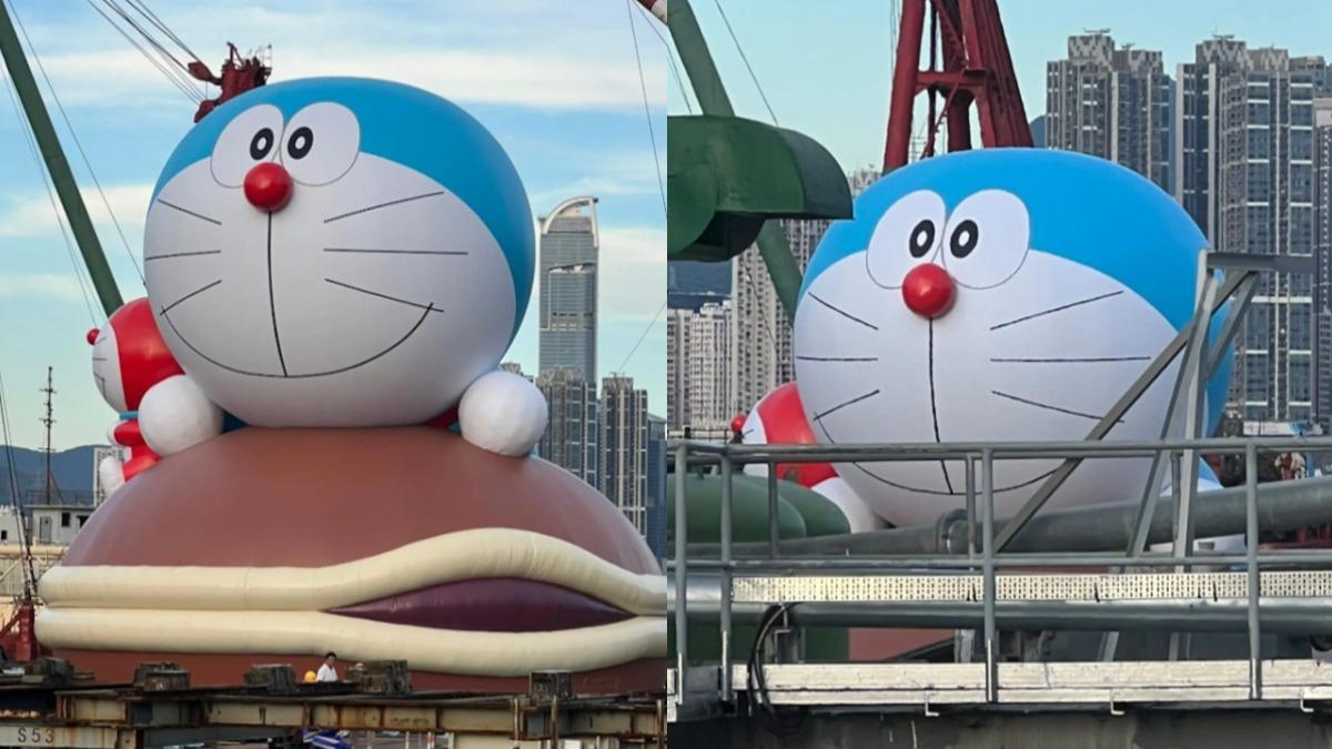 多啦A夢來了!巨型公仔現身香港青衣船塢 維港盛典今秋登場