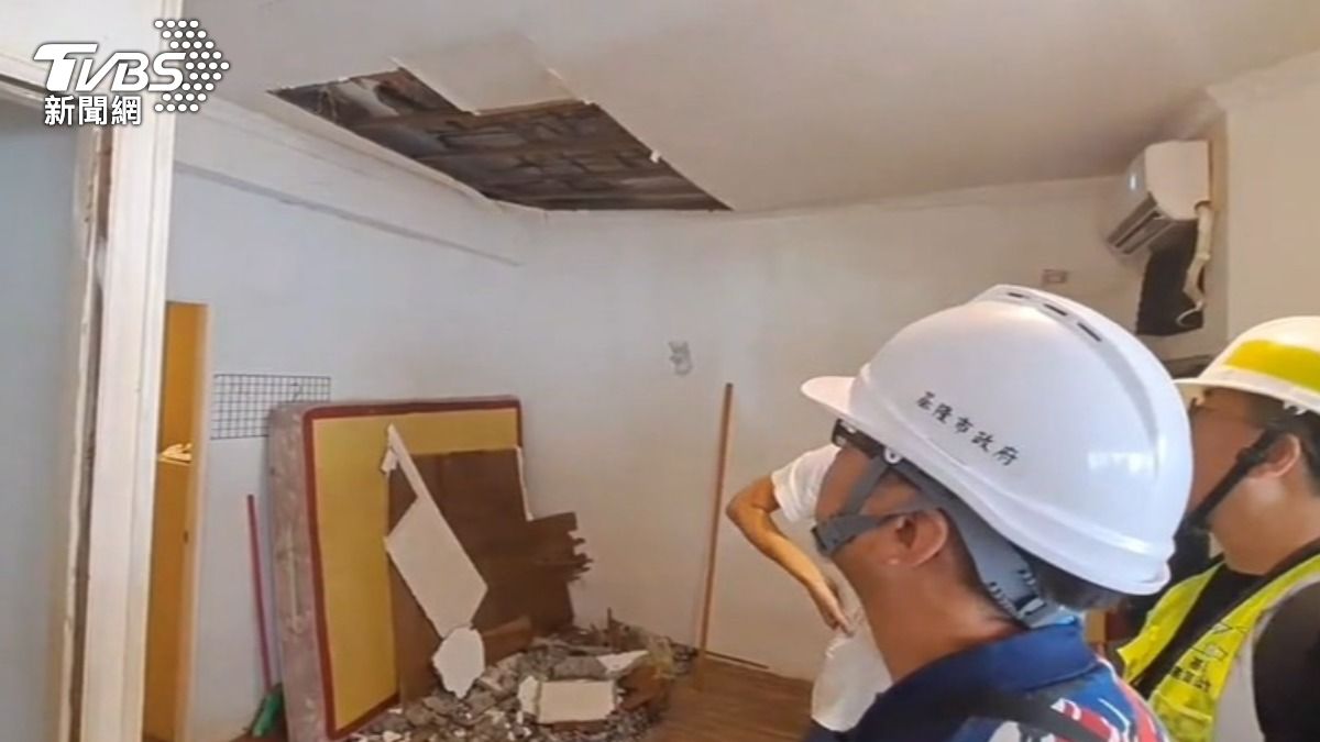 曾是基隆黃金地段!移工宿舍天花板崩塌。(圖/TVBS)