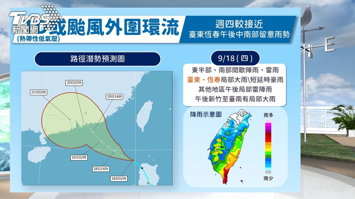 天氣/熱低壓將成颱!氣象署估增強為中颱 具威脅逼近台灣