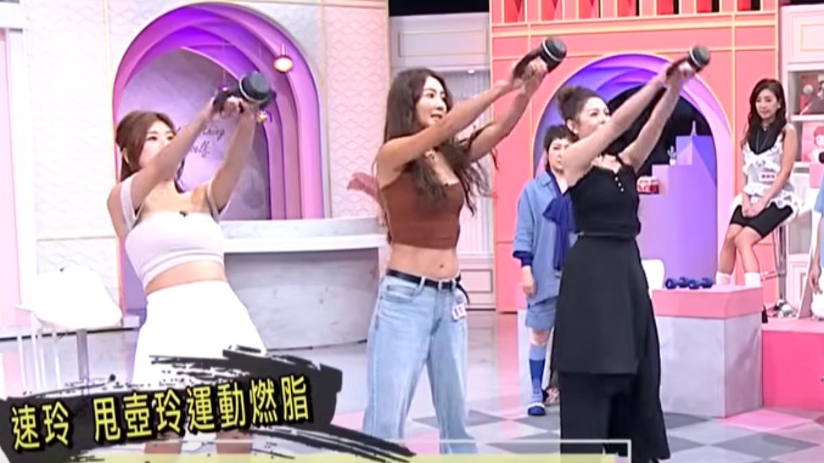 速玲瘦身運動：甩壺鈴運動。（圖／翻攝自YT@TVBS女人我最大）