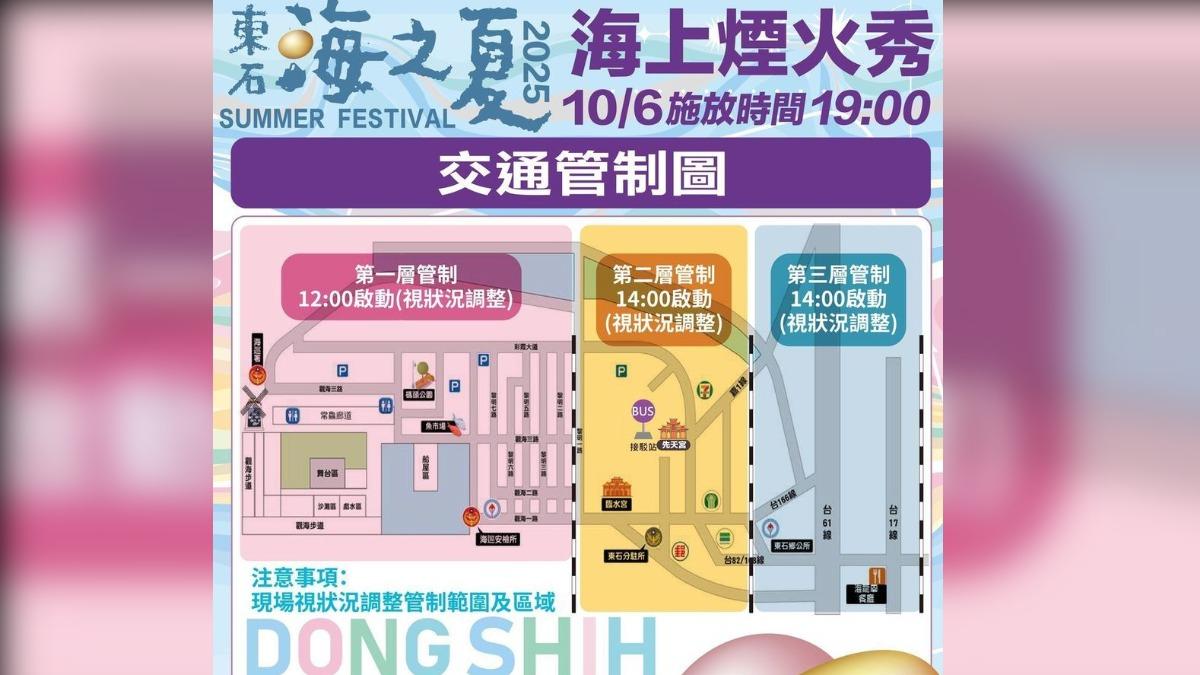 海上煙火秀當日交通管制情形。（圖／嘉義縣文觀局提供）