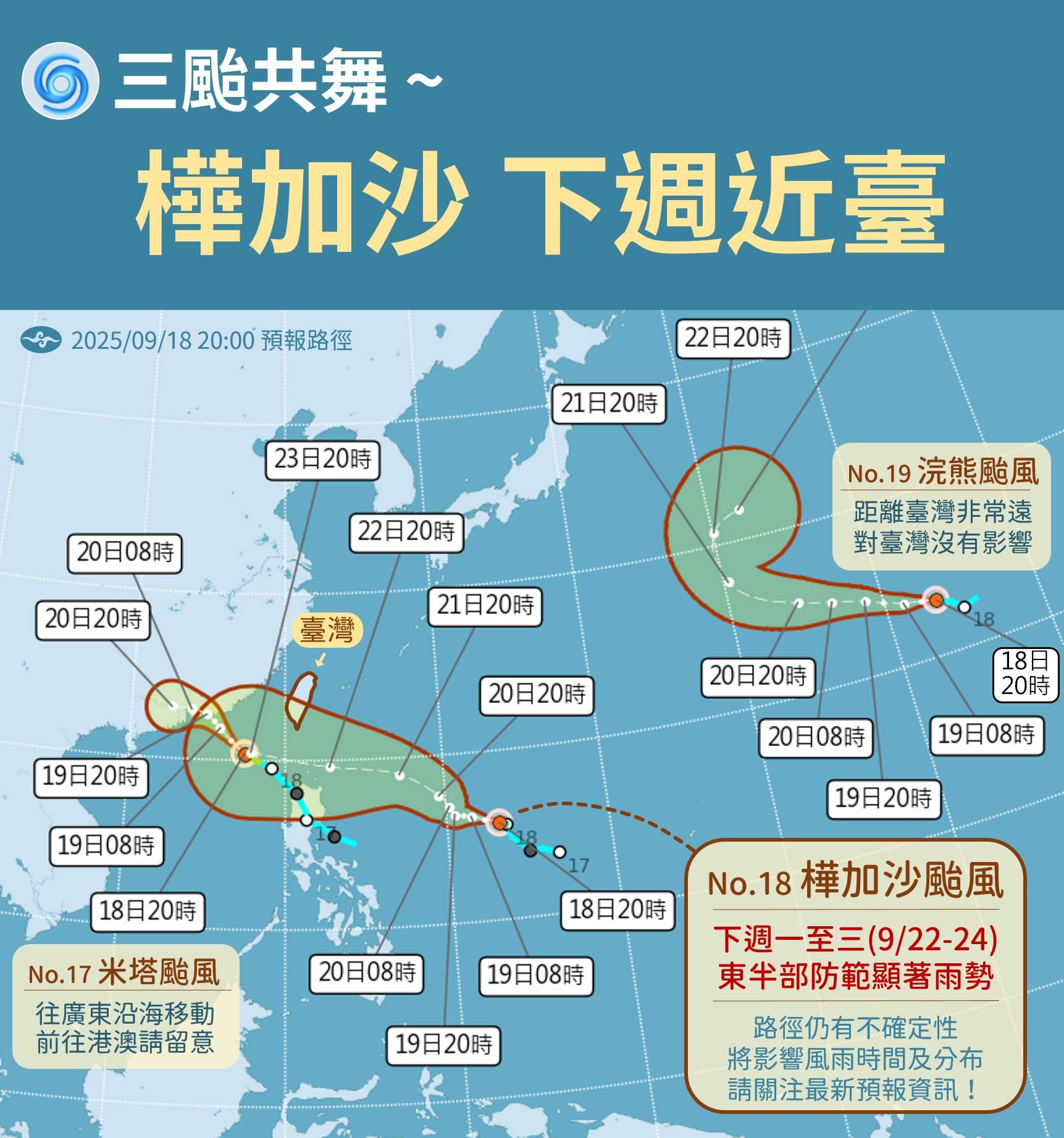 颱風-颱風樺加沙-樺加沙颱風-三颱共舞-颱風台灣-颱風動態-颱風路徑-颱風假