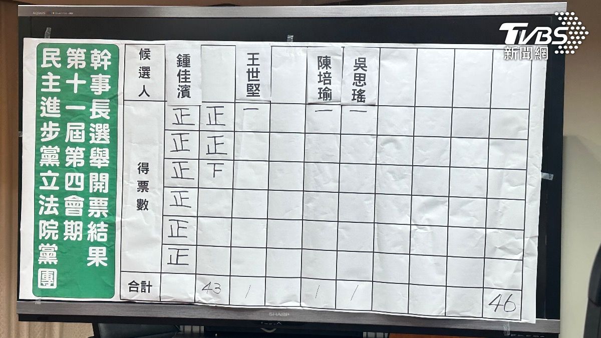 民進黨團幹事長選舉,王世堅、吳思瑤、陳培瑜都落選。(圖/潘袁詩羽攝)