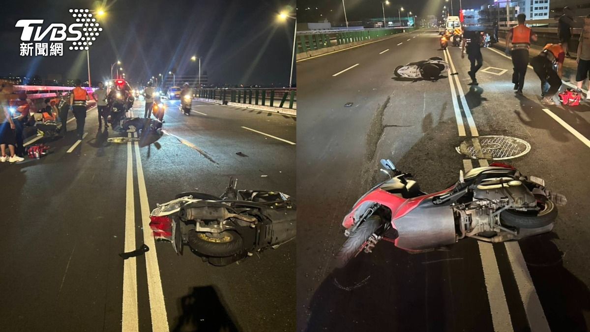 內湖民權大橋連環車禍!雙載騎士猛撞波及4車 6人傷