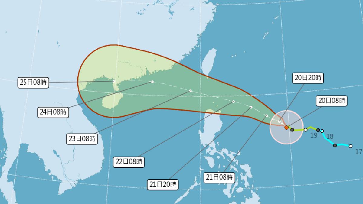 颱風樺加沙路徑潛勢預報。（圖／翻攝自中央氣象署）