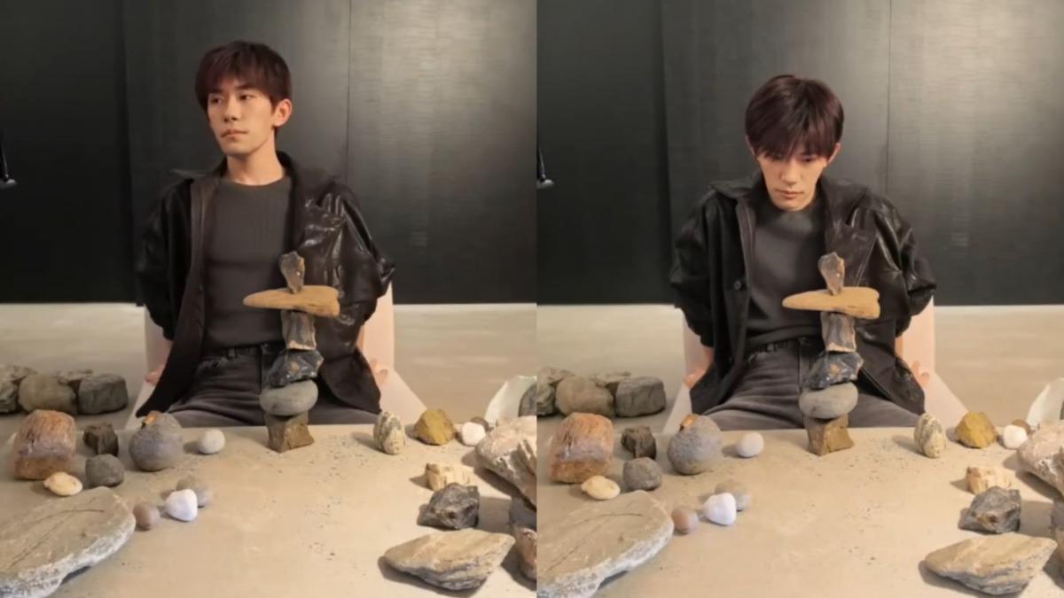易烊千璽堆石頭衝上熱搜,17分鐘直播粉絲心疼。(圖/翻攝自微博)