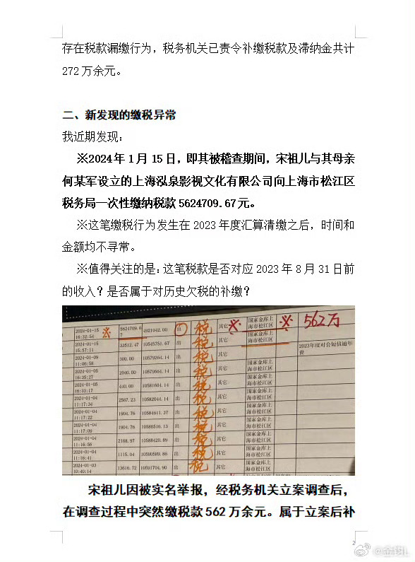 宋祖兒被實名舉報逃稅。(圖/翻攝自金鈞L微博)