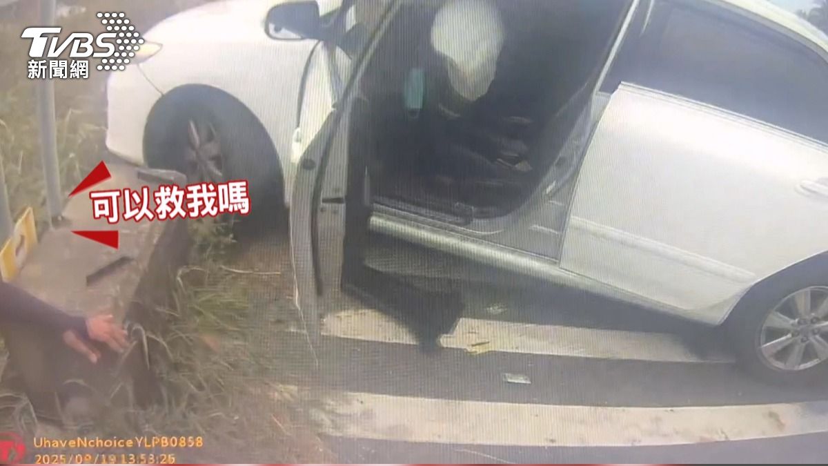 馬籍男崩潰大哭「救我」!白車自撞後落網 辯稱只是搭順風車。(圖/TVBS)