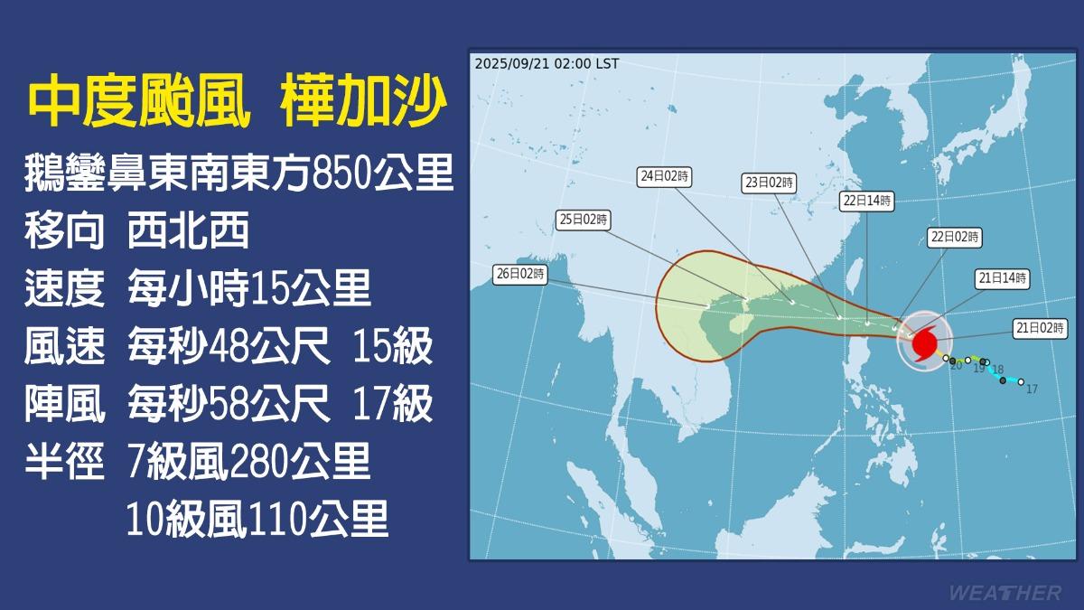 天氣/樺加沙颱風最快8:30海警!這3天風雨最大 降雨熱區曝