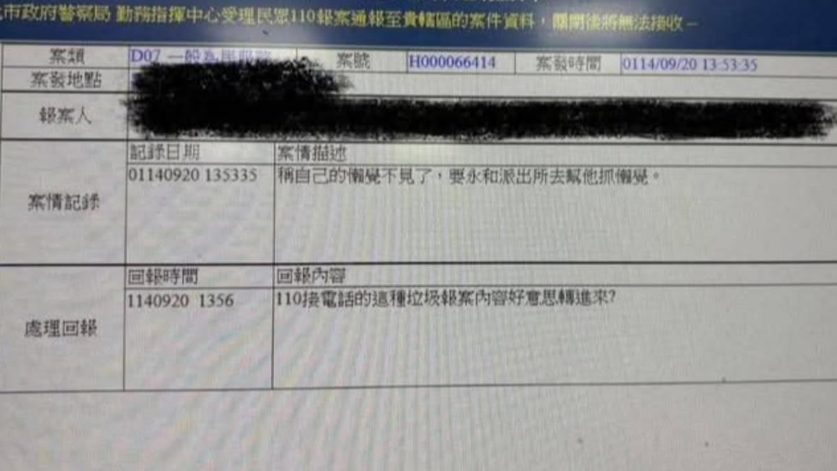 惡搞!這個東西不見?新北民眾竟報案請警察幫忙抓「懶X」