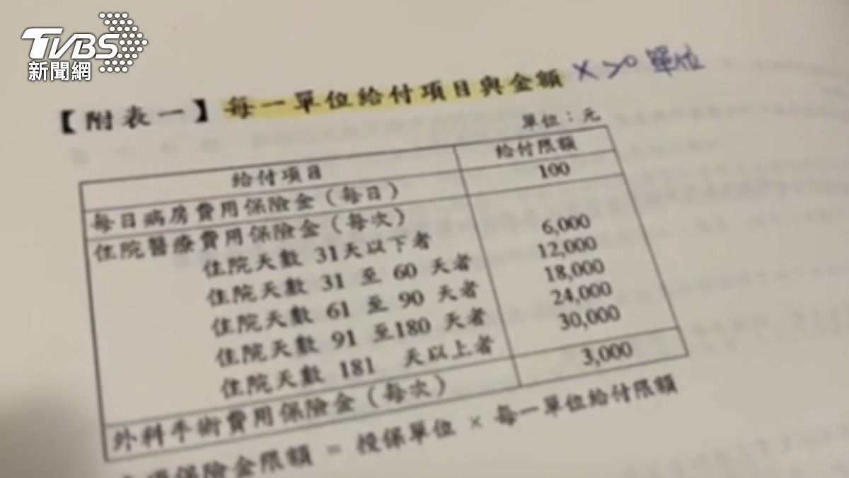 醫療險細項名目(圖/TVBS)