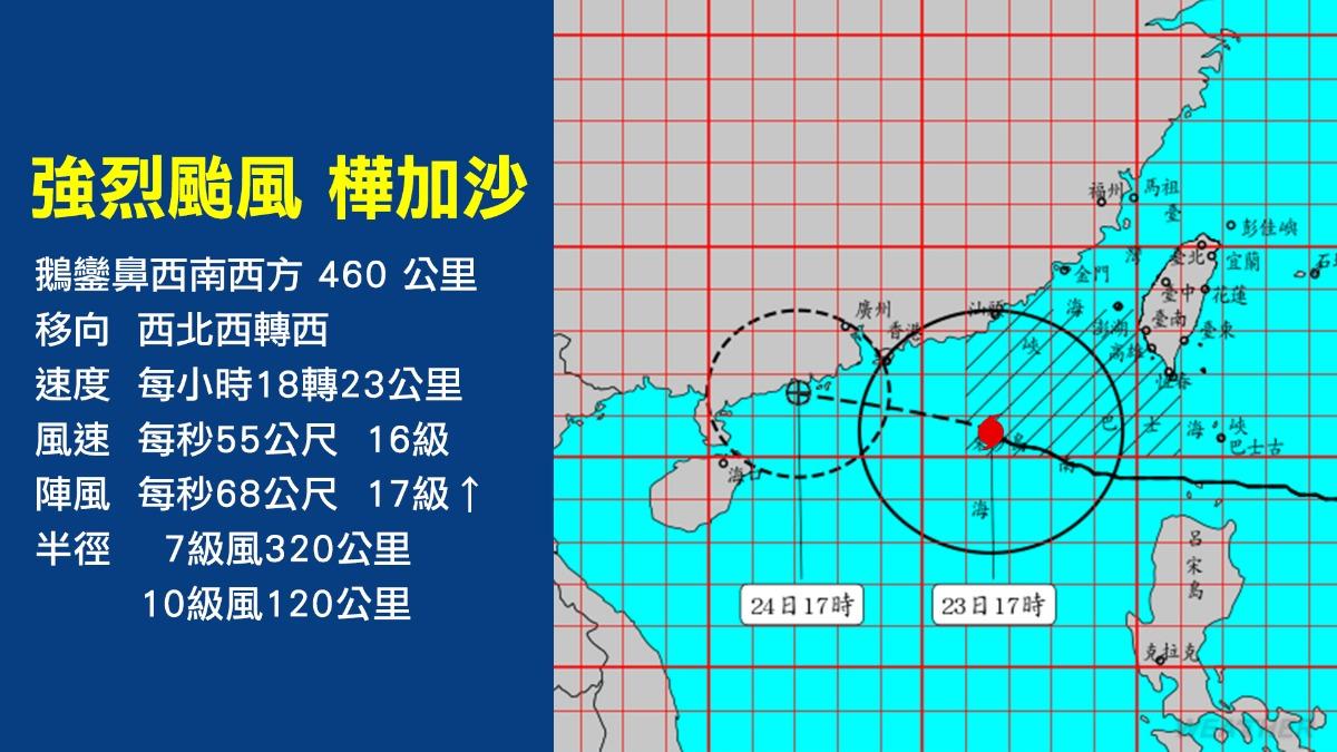 台灣已脫離樺加沙的暴風圈範圍。(圖/TVBS)