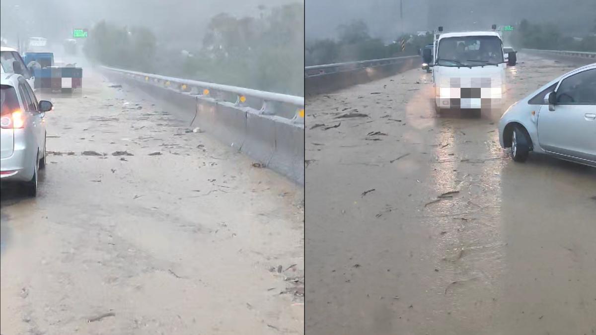 台東台九線現土石流!鹿鳴橋「泥流漫溢」 道路急封14時搶通