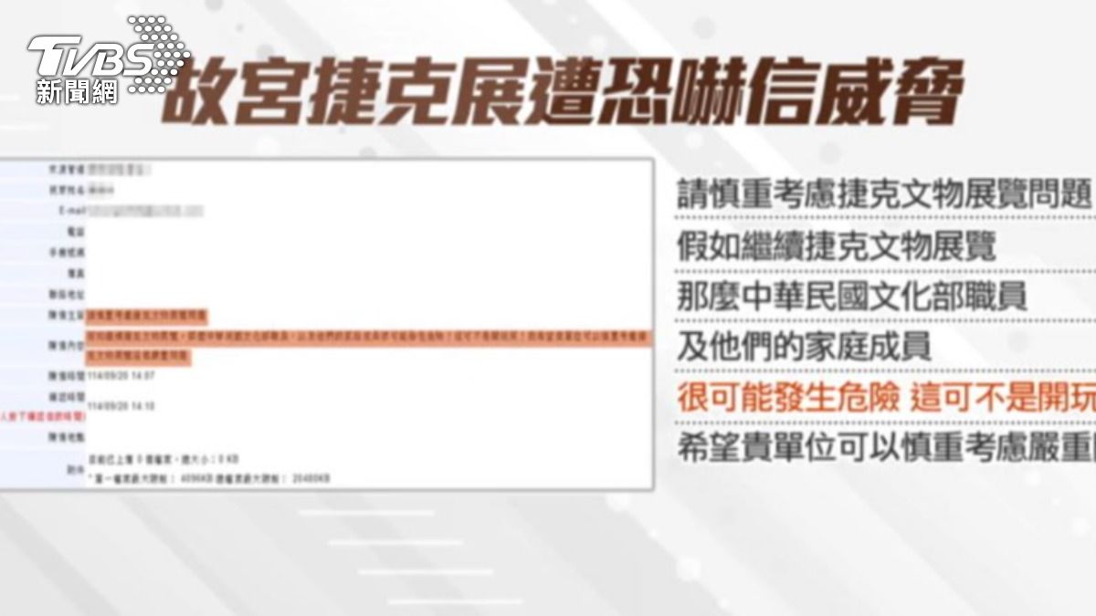 故宮捷克展遭恐嚇信威脅。（圖／TVBS）