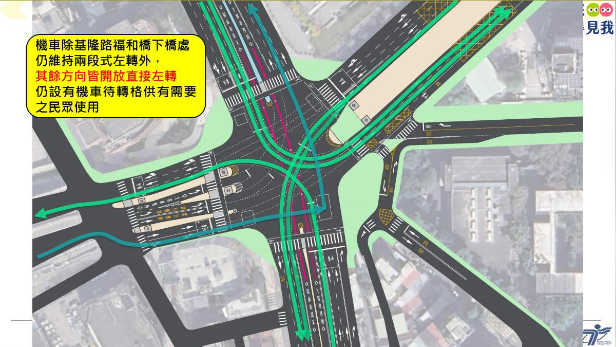 公館圓環拆除後，正交路型通車動線規劃。（圖/台北市交通局提供）