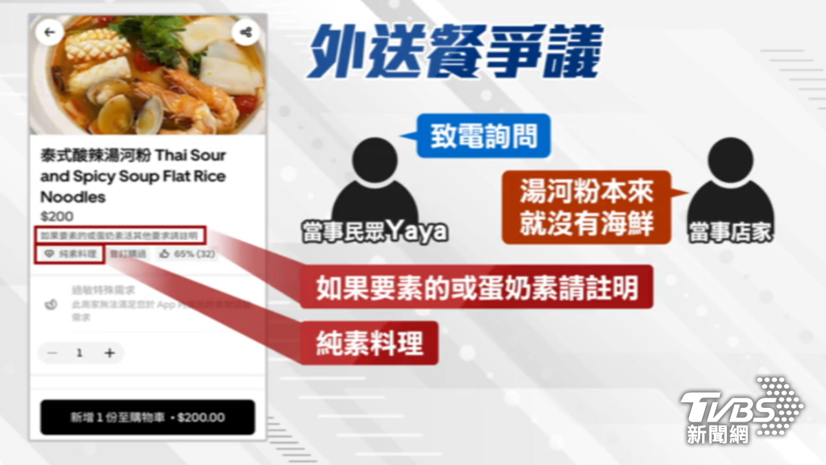 外送圖有海鮮送來只有菜。（圖／TVBS）