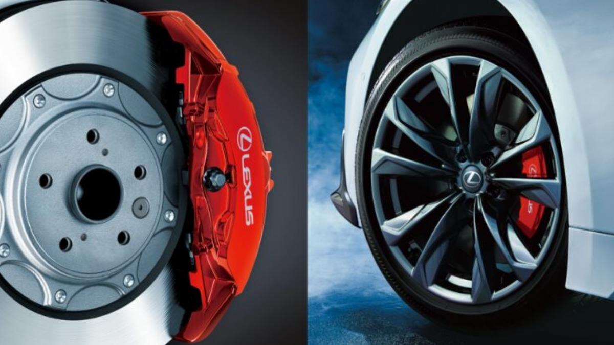 F Sport車型擁有專屬設計的紅色煞車卡鉗。(圖/ Lexus提供)