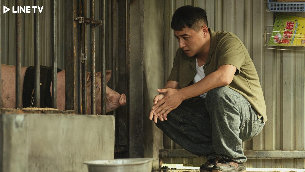 《豬人》鄭人碩劇中與豬演員有不少對手戲。(圖/LINE TV提供)