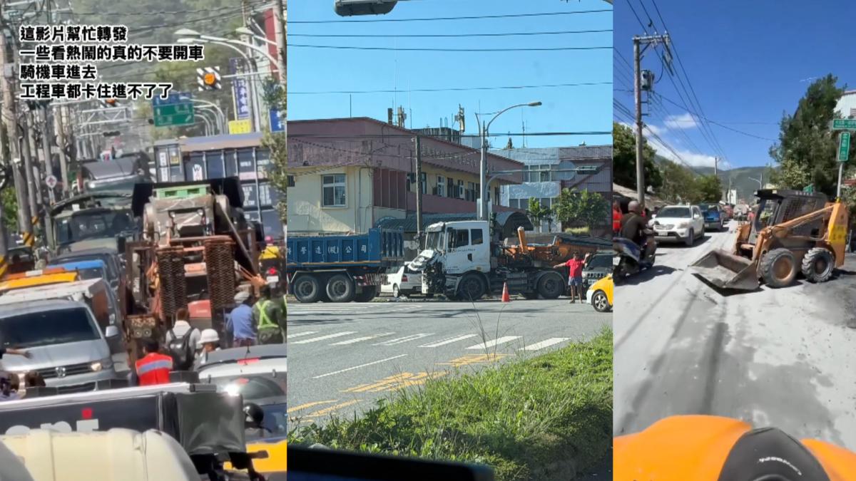 教師連假首日志工湧入花蓮光復鄉,缺少統籌協調,志工、車輛沿途塞爆(圖/翻攝Threads_pandoranail106)
