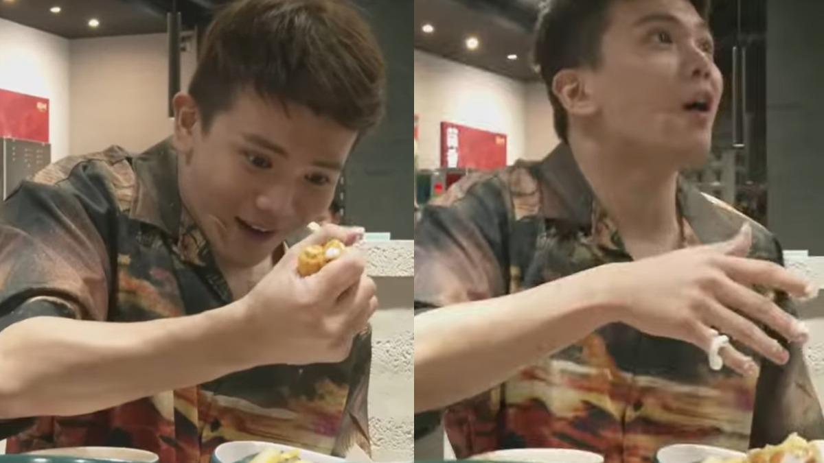 孫生情緒不穩捏爆食物,導致手被燙傷。(圖/翻攝自YouTube/孫生又來了)