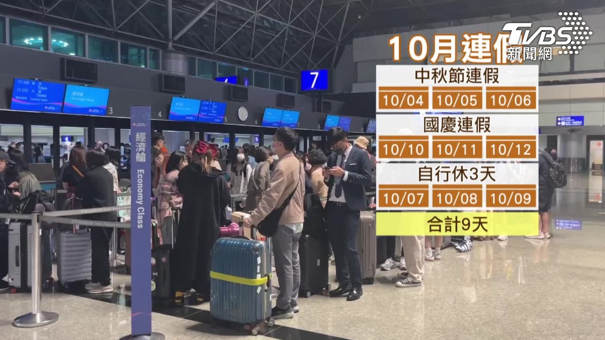 中秋加上國慶連假,民眾再休3天,就有連9天假出國。(圖/TVBS)