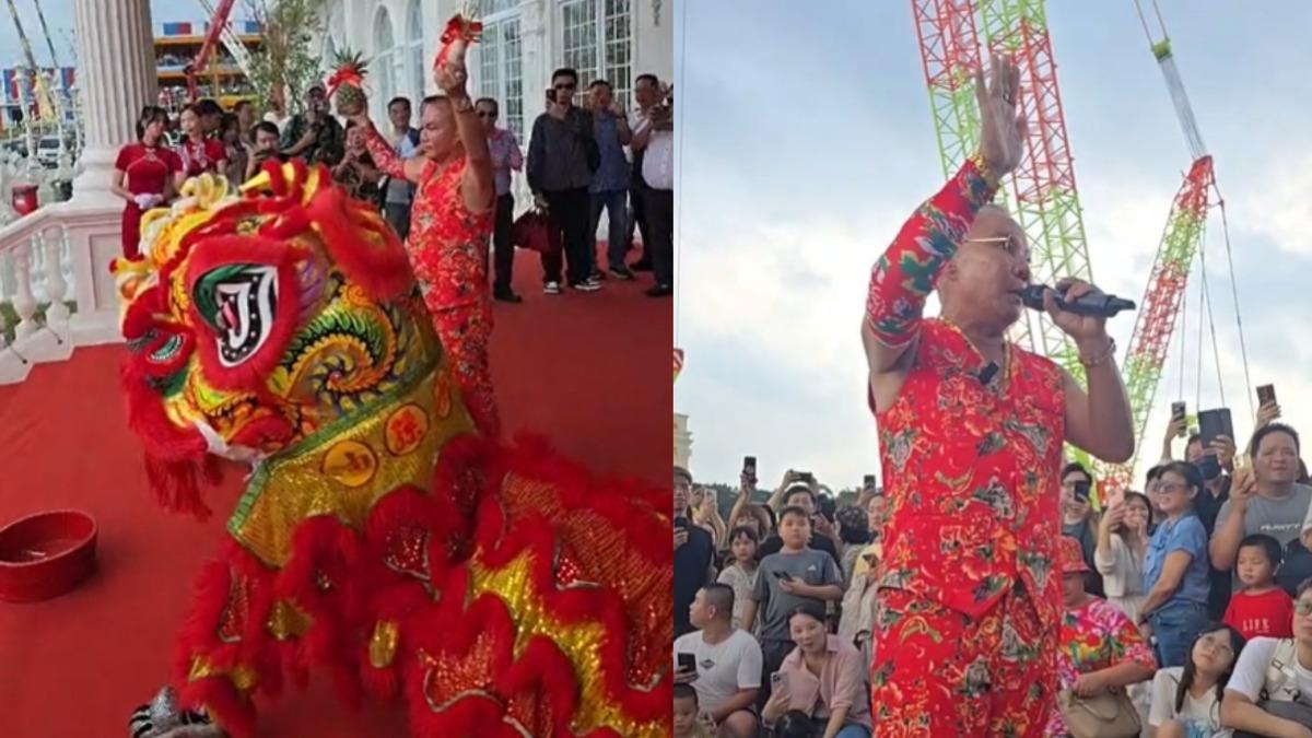 胡漢龑親民與民眾跳舞互動。(圖/翻攝自Facebook/啟德機械起重工程-股公司)